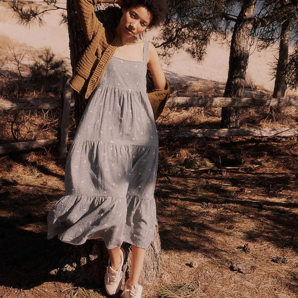 Madwell Midi Dress Tired/ Gingham Check